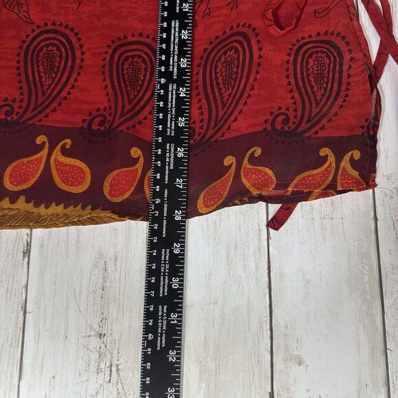 Nouveau Monde Womens Plus Size 2X Lined Red Chiffon Blouse Sheer Shoulder Pads - Picture 10 of 14